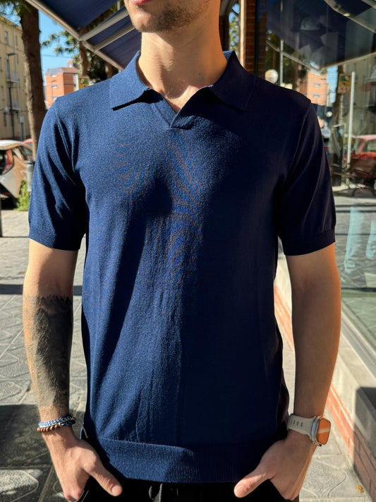 POLO CUELLO V - AZUL MARINO - TELAMIRA | MV050