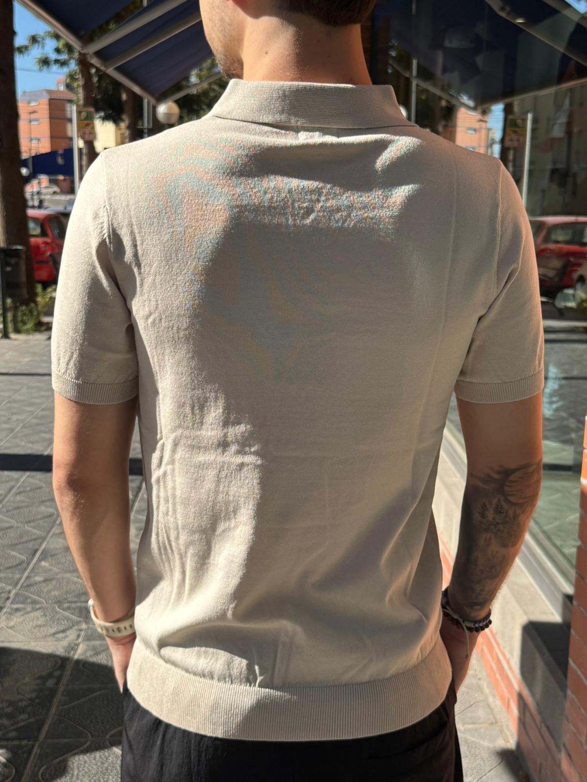POLO CUELLO V - BEIGE - TELAMIRA | MV050