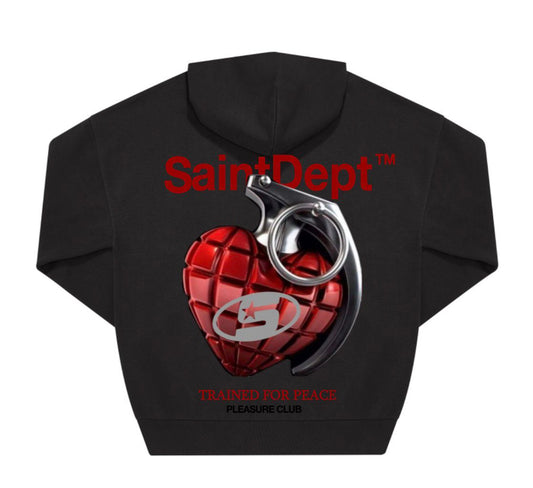 SUDADERA CON CAPUCHA "NOWAR" - NEGRO - SAINT DEPT