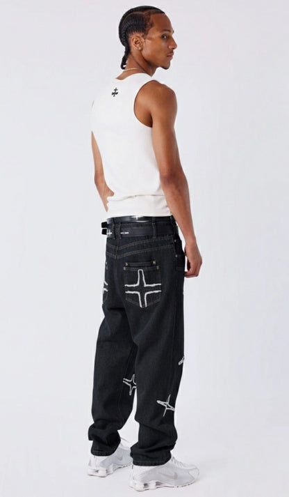 JEANS BORDADOS ESTRELLAS - AZUL OSCURO - PROJECT X PARIS | 2594419-JB