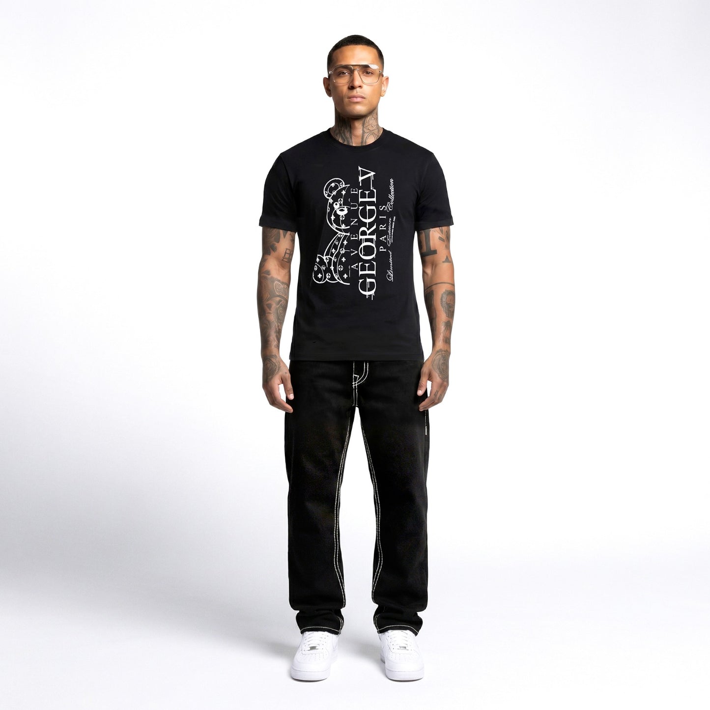 CAMISETA "HALF BEAR" - NEGRO - AVENUE GEORGE V PARIS | GV-5112