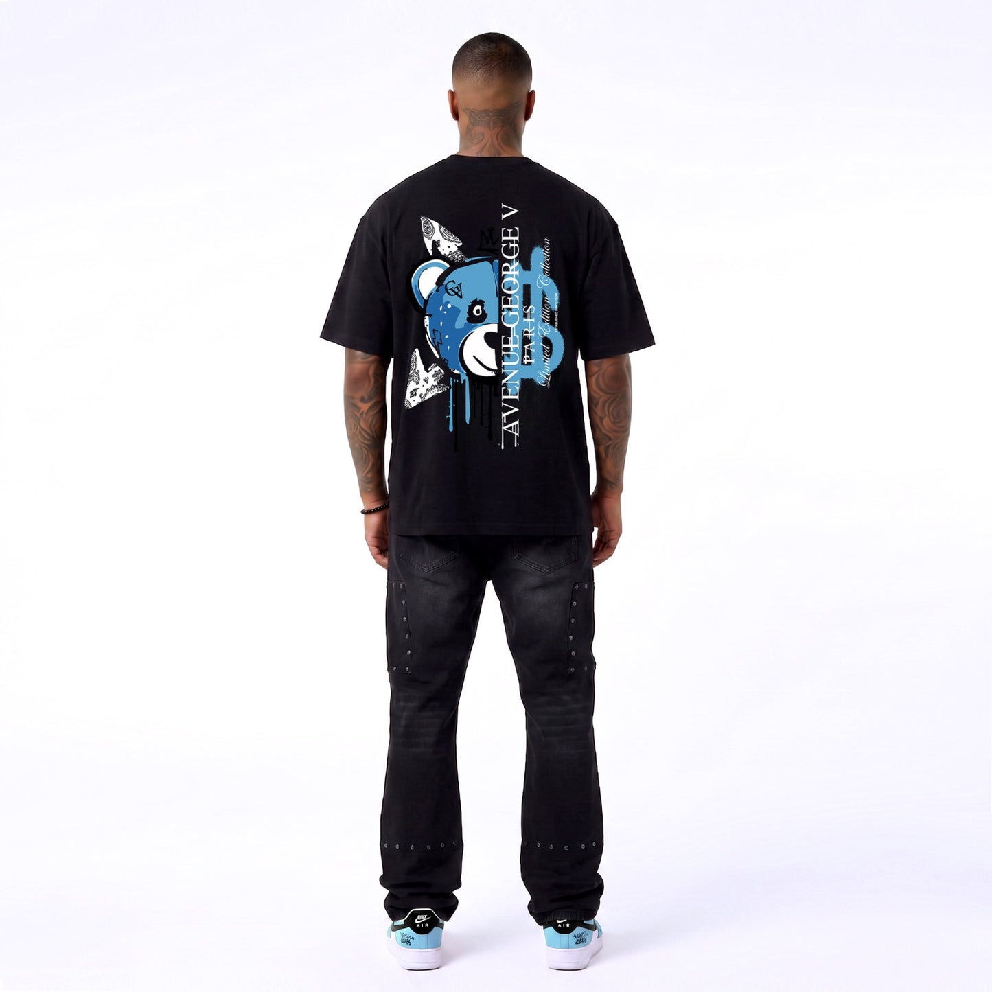 CAMISETA "FASHION BEAR" - NEGRO/AZUL - AVENUE GEORGE V PARIS | GV-5113