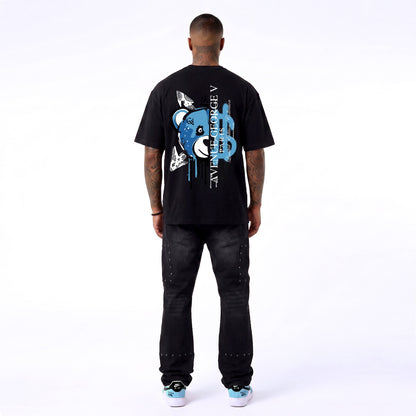 CAMISETA "FASHION BEAR" - NEGRO/AZUL - AVENUE GEORGE V PARIS | GV-5113