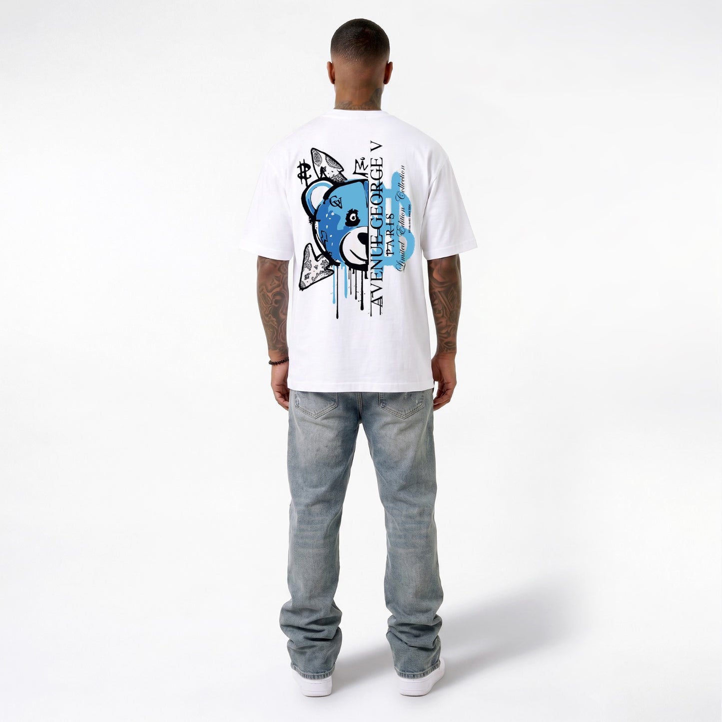 CAMISETA "FASHION BEAR" - BLANCO/AZUL - AVENUE GEORGE V PARIS | GV-5113
