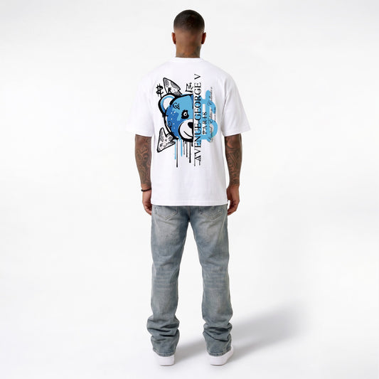 CAMISETA "FASHION BEAR" - BLANCO/AZUL - AVENUE GEORGE V PARIS | GV-5113