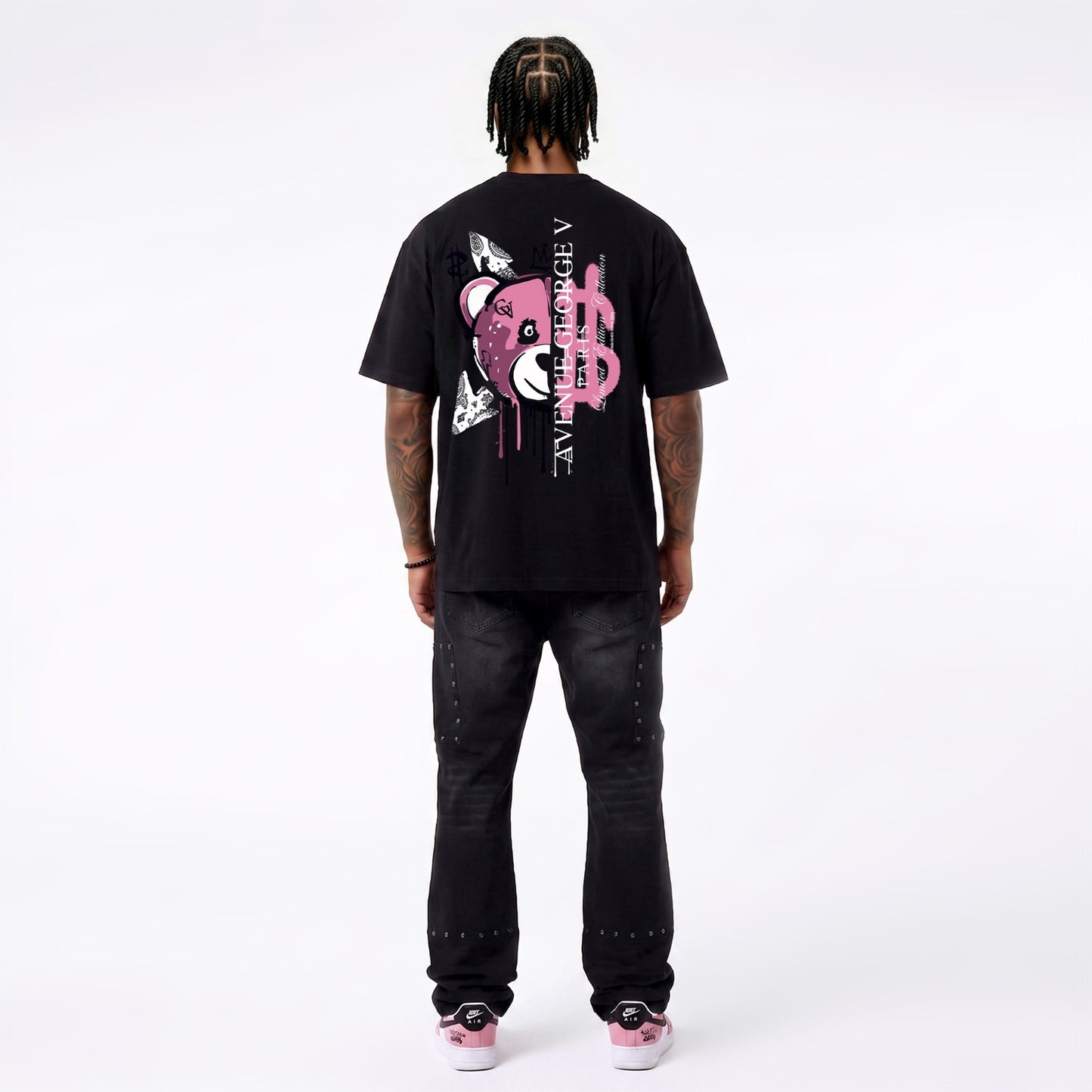 CAMISETA "FASHION BEAR" - NEGRO/ROSA - AVENUE GEORGE V PARIS | GV-5113