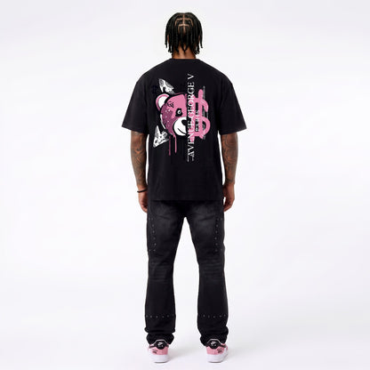 CAMISETA "FASHION BEAR" - NEGRO/ROSA - AVENUE GEORGE V PARIS | GV-5113