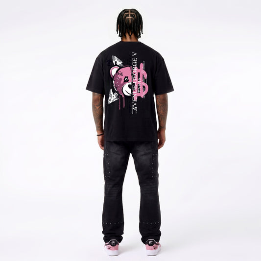 CAMISETA "FASHION BEAR" - NEGRO/ROSA - AVENUE GEORGE V PARIS | GV-5113