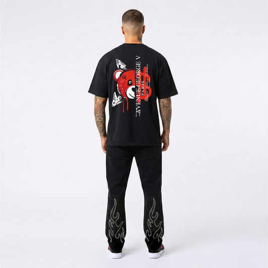 CAMISETA "FASHION BEAR" - NEGRO/ROJO - AVENUE GEORGE V PARIS | GV-5113