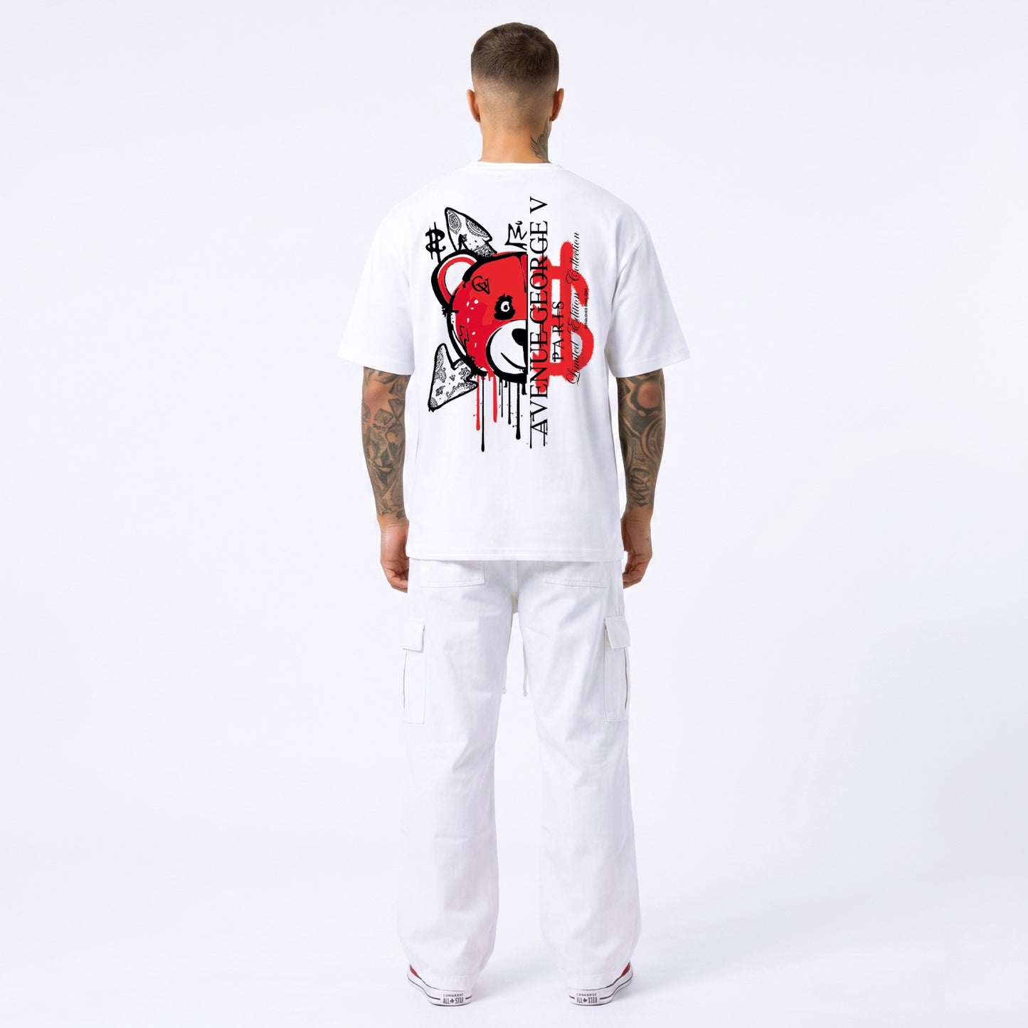 CAMISETA "FASHION BEAR" - BLANCO/ROJO - AVENUE GEORGE V PARIS | GV-5113
