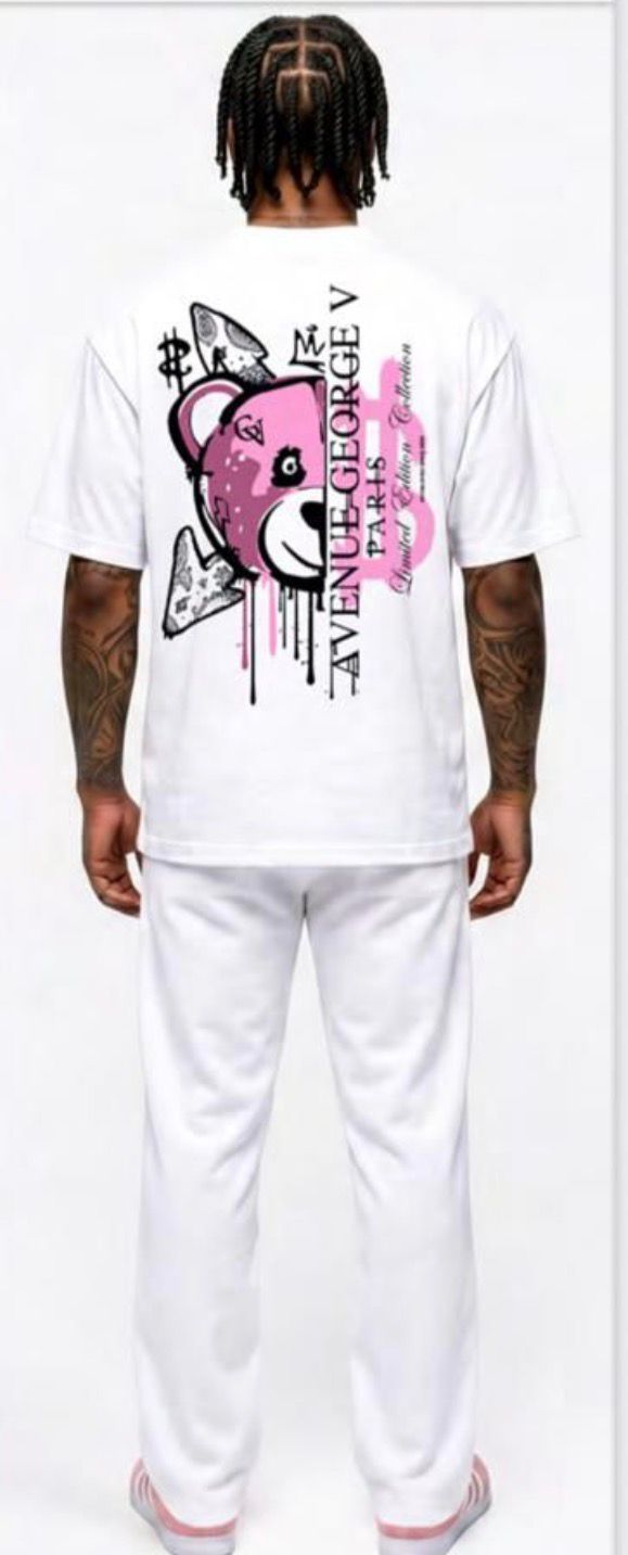 CAMISETA "FASHION BEAR" - BLANCO/ROSA - AVENUE GEORGE V PARIS | GV-5113