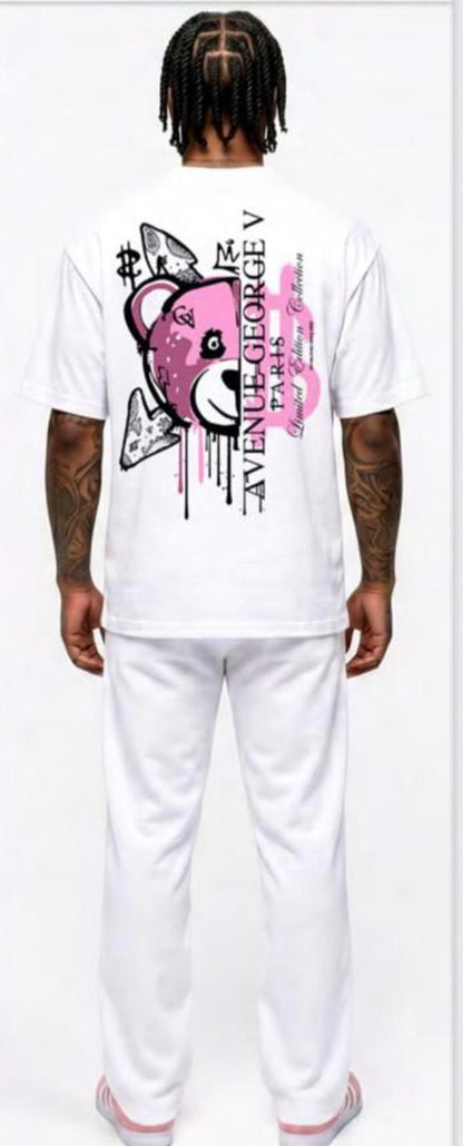 CAMISETA "FASHION BEAR" - BLANCO/ROSA - AVENUE GEORGE V PARIS | GV-5113