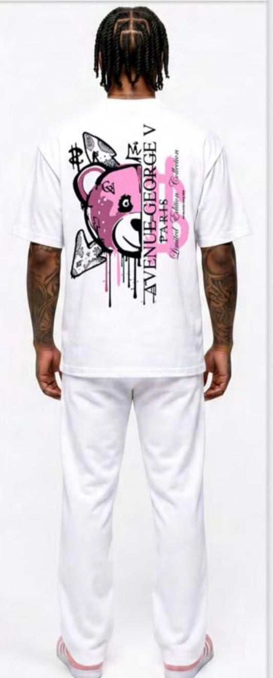 CAMISETA "FASHION BEAR" - BLANCO/ROSA - AVENUE GEORGE V PARIS | GV-5113