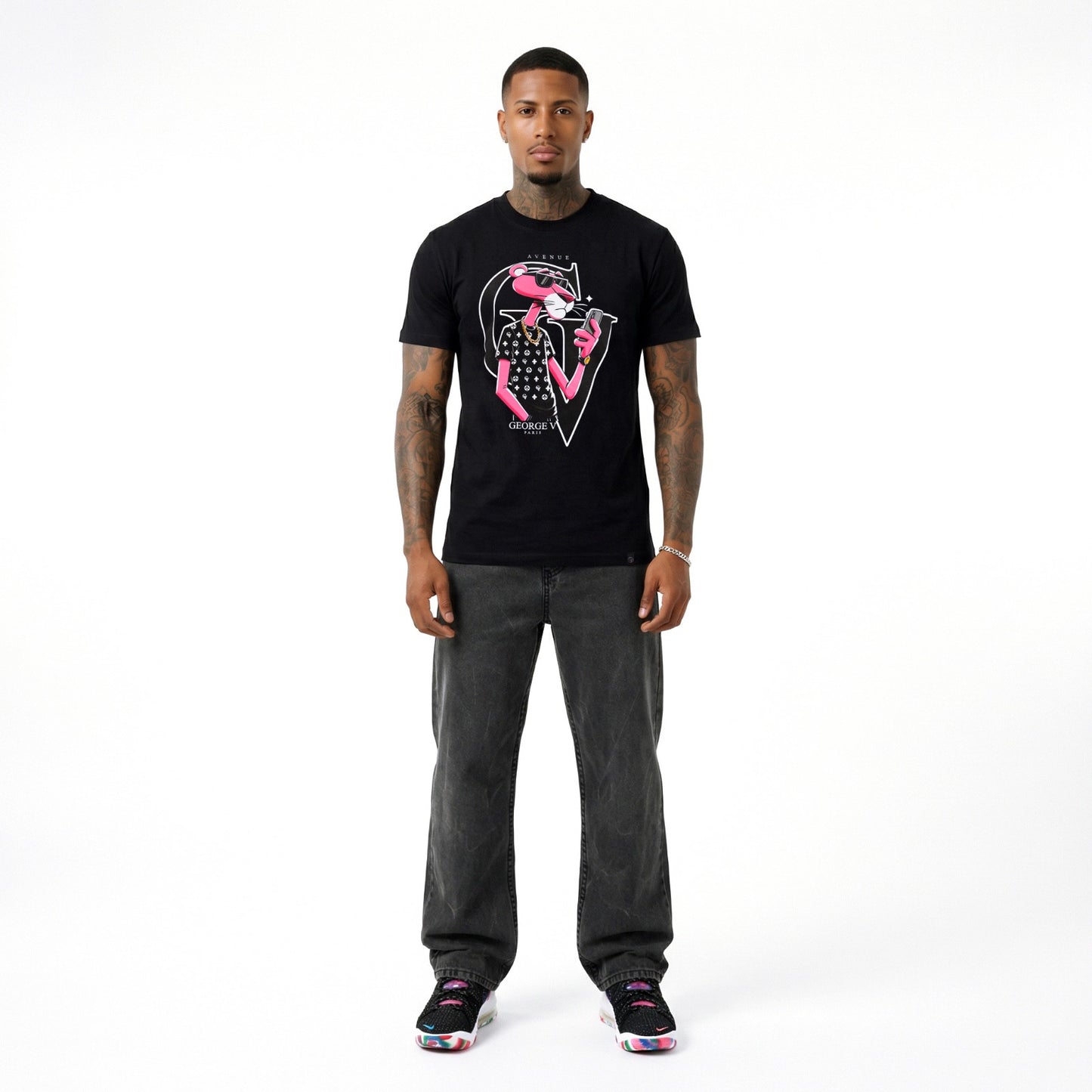 CAMISETA "PANTHER" - NEGRO - AVENUE GEORGE V PARIS | GV-5104