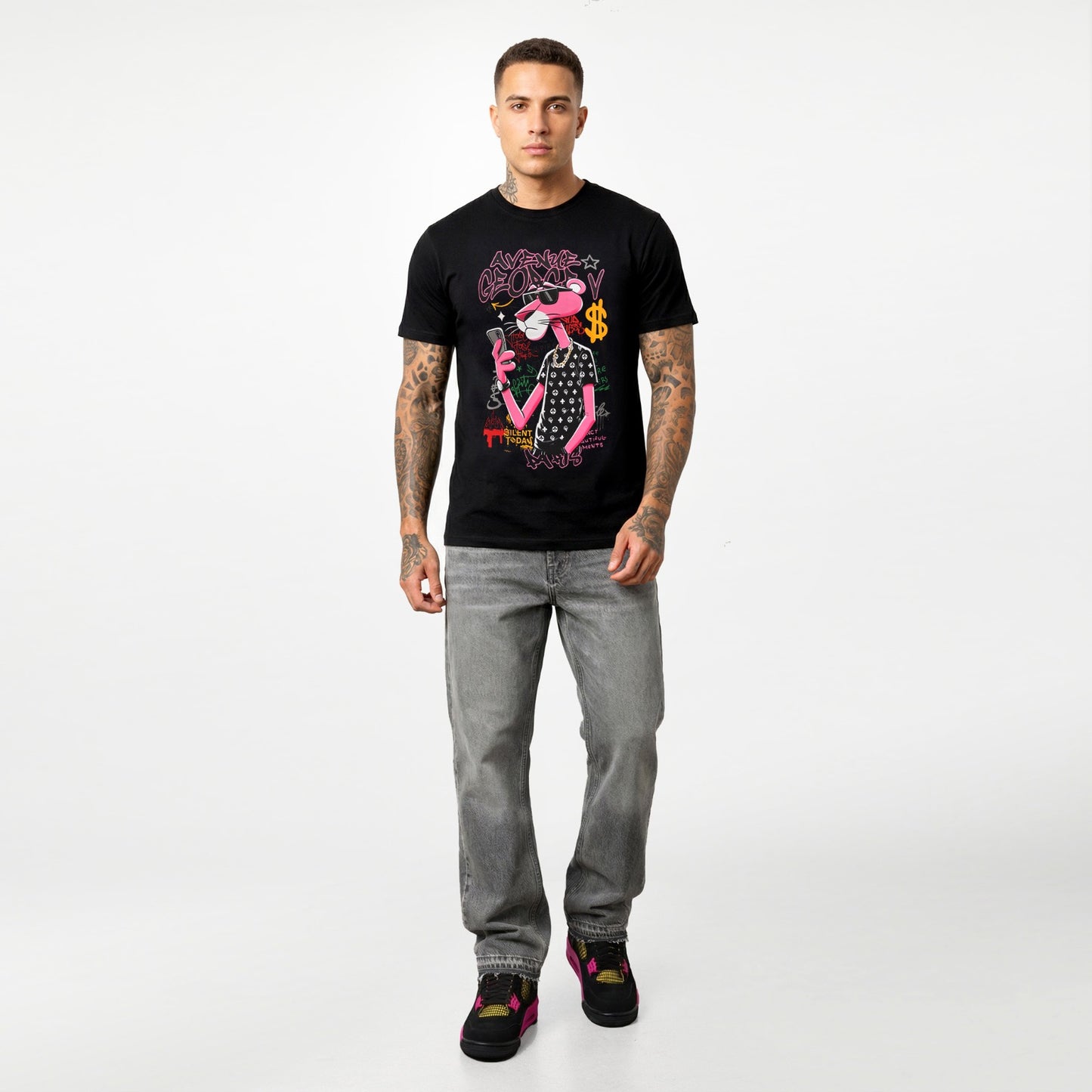CAMISETA "GRAFFITI PANTHER" - NEGRO - AVENUE GEORGE V PARIS | GV-5107