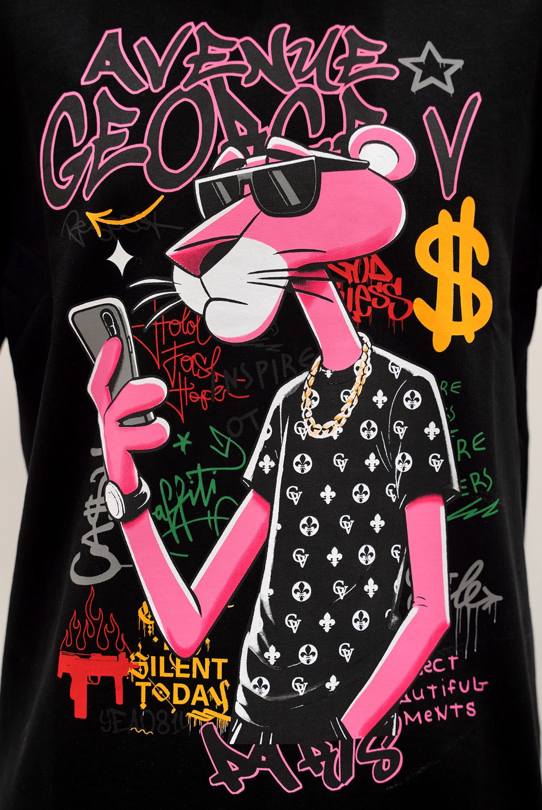 CAMISETA "GRAFFITI PANTHER" - NEGRO - AVENUE GEORGE V PARIS | GV-5107