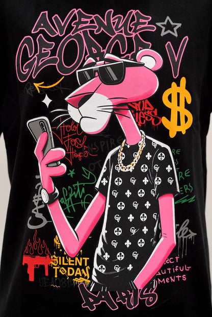 CAMISETA "GRAFFITI PANTHER" - NEGRO - AVENUE GEORGE V PARIS | GV-5107