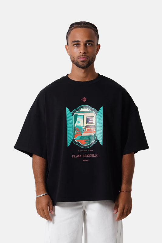 CAMISETA PLAYA LUQUILLO BOXY - NEGRO - SIXTH JUNE | SJ0118