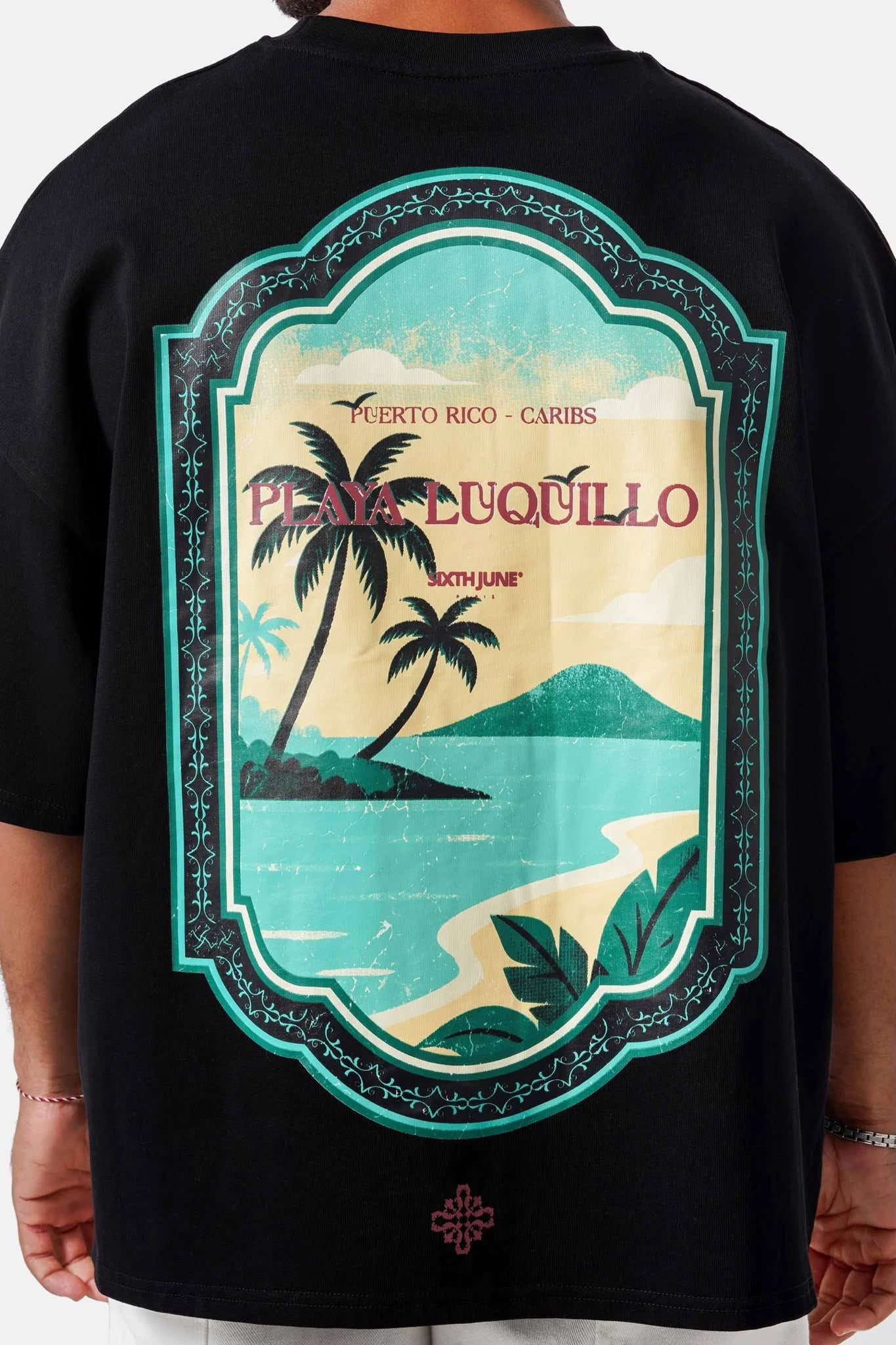 CAMISETA PLAYA LUQUILLO BOXY - NEGRO - SIXTH JUNE | SJ0118
