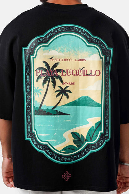 CAMISETA PLAYA LUQUILLO BOXY - NEGRO - SIXTH JUNE | SJ0118