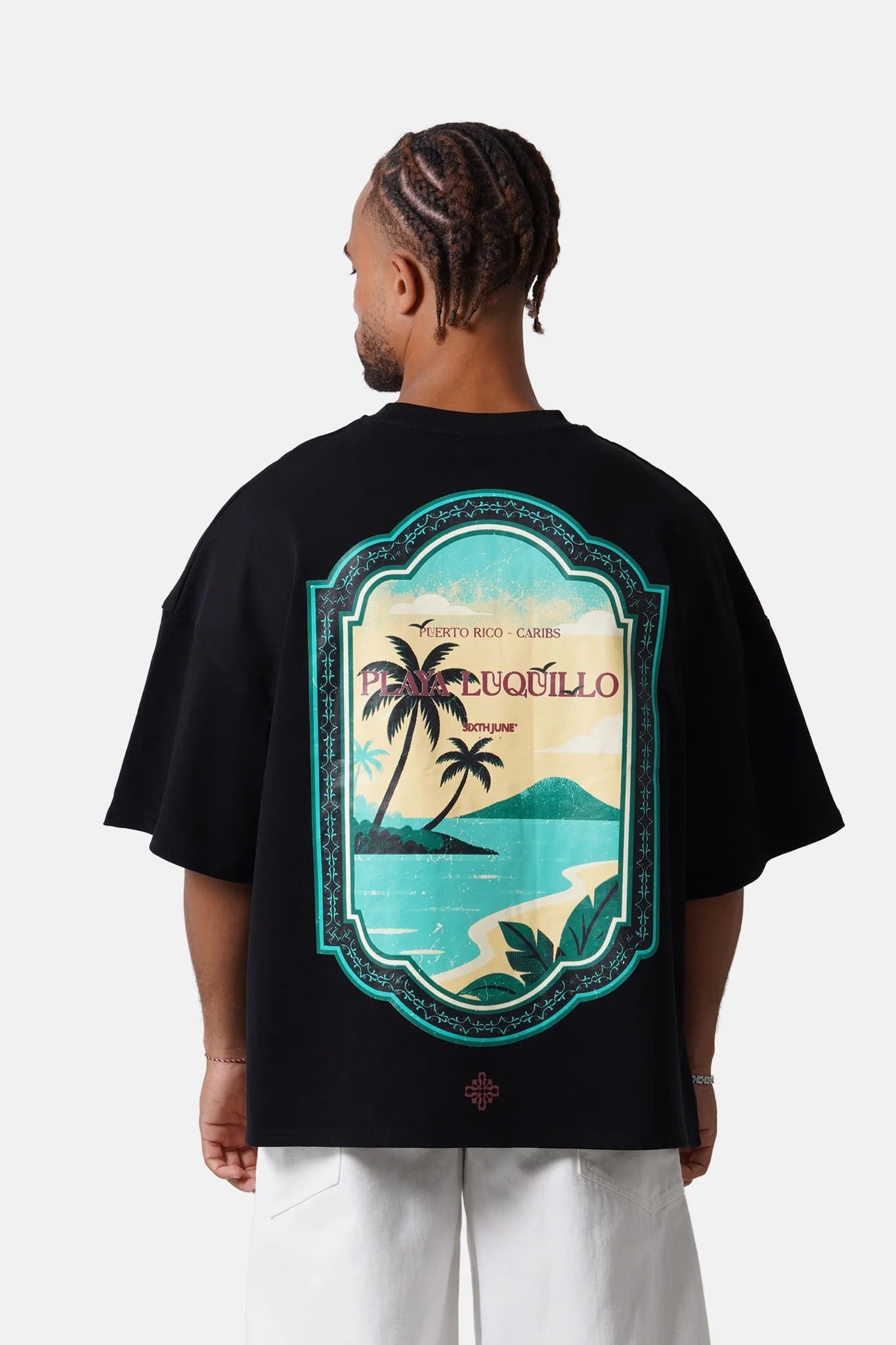 CAMISETA PLAYA LUQUILLO BOXY - NEGRO - SIXTH JUNE | SJ0118