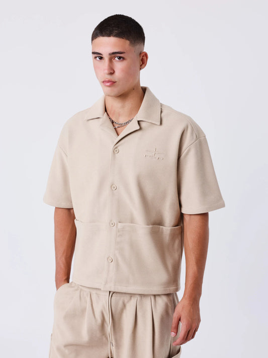 CAMISA MANGA CORTA BOXY - BEIGE - PROJECT X PARIS | PXP 2512017_BG