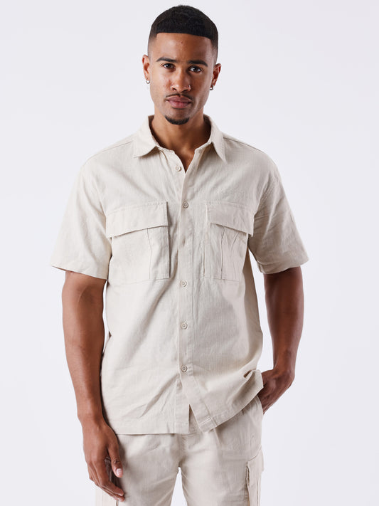 CAMISA DE MANGA CORTA TEXTURIZADA - BEIGE - PROJECT X PARIS | PXP 2510162_IV