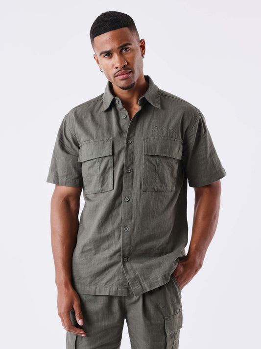 CAMISA DE MANGA CORTA TEXTURIZADA - VERDE OLIVA - PROJECT X PARIS | PXP 2510162_OG