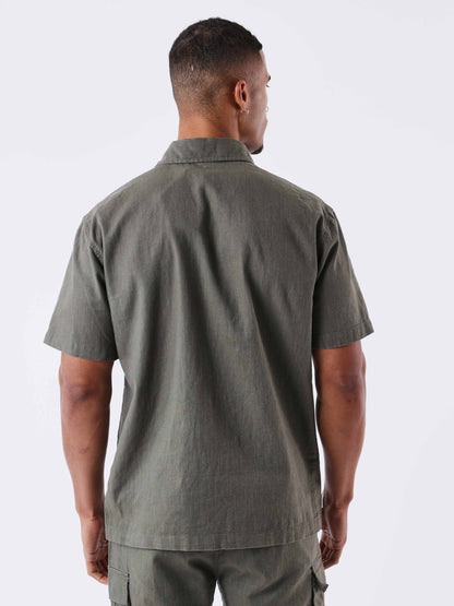 CAMISA DE MANGA CORTA TEXTURIZADA - VERDE OLIVA - PROJECT X PARIS | PXP 2510162_OG