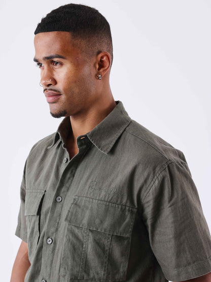 CAMISA DE MANGA CORTA TEXTURIZADA - VERDE OLIVA - PROJECT X PARIS | PXP 2510162_OG