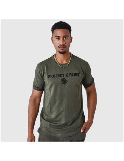 CAMISETA BRAZALETE CON LOGO BORDADO - VERDE - PROJECT X PARIS | 2410130-OGBK