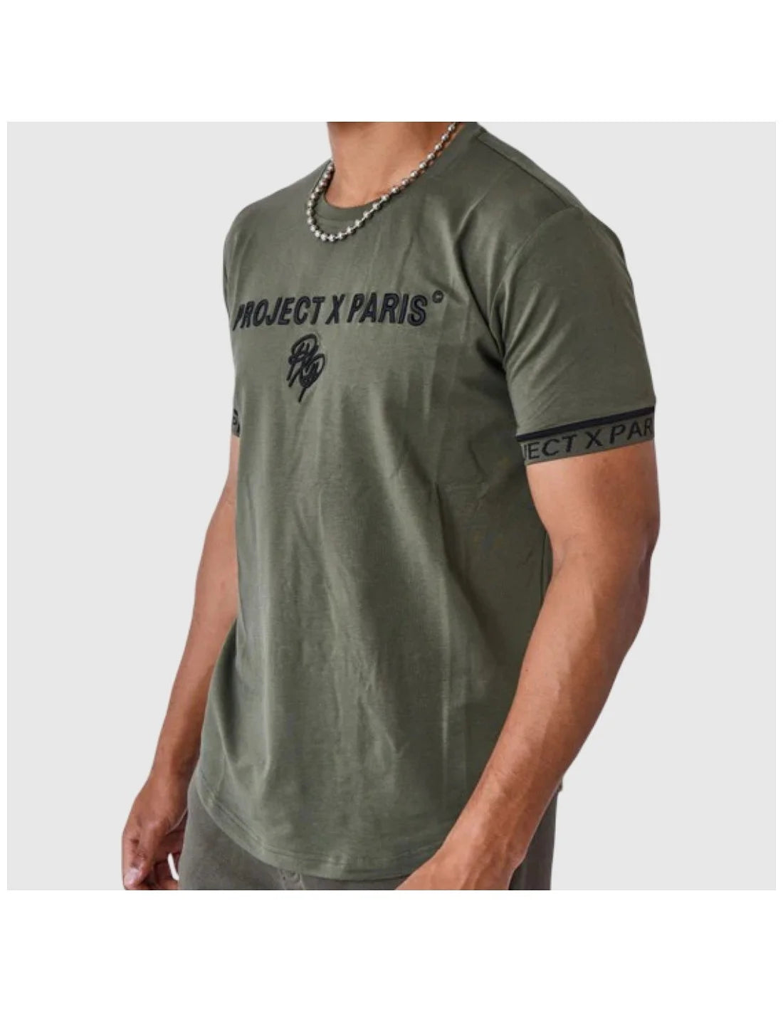CAMISETA BRAZALETE CON LOGO BORDADO - VERDE - PROJECT X PARIS | 2410130-OGBK
