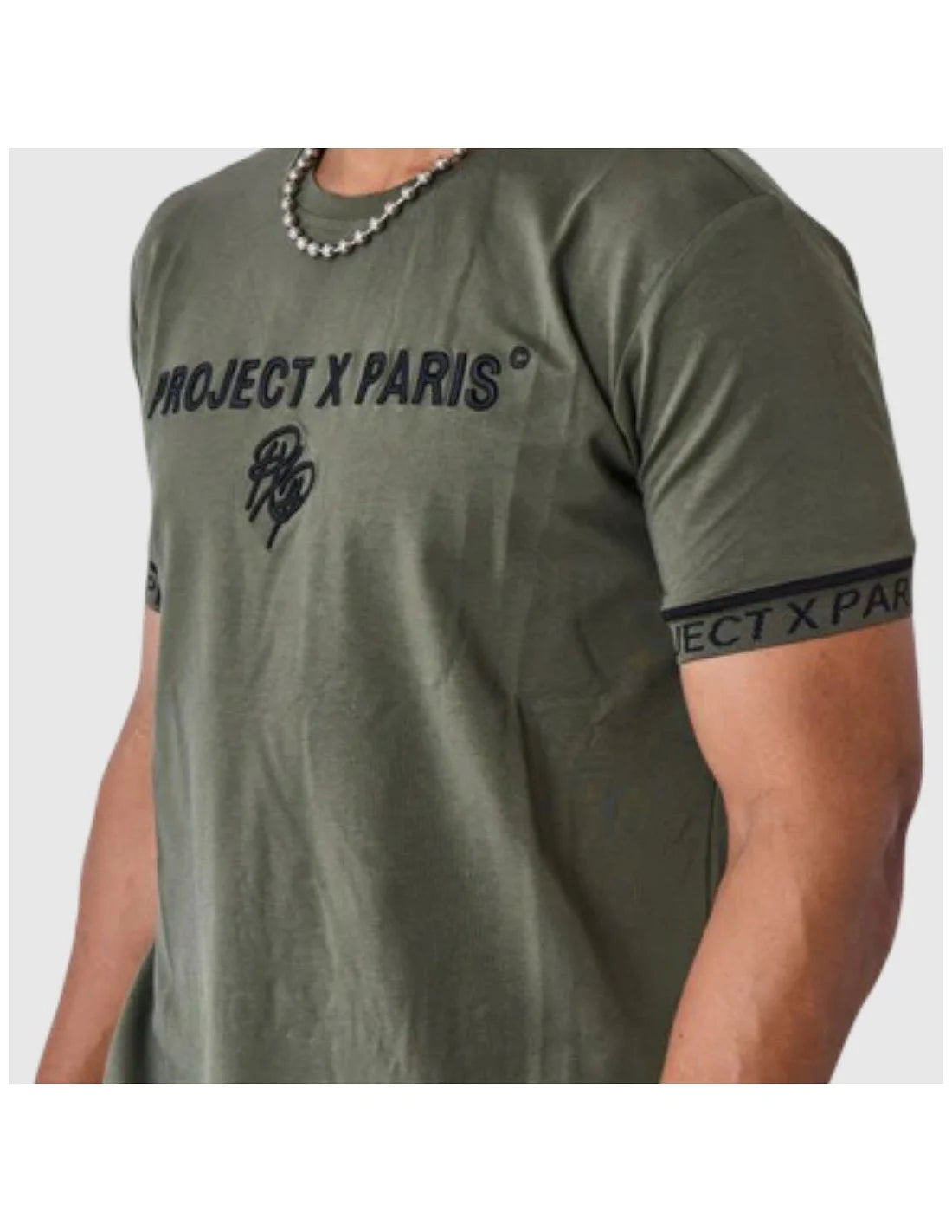 CAMISETA BRAZALETE CON LOGO BORDADO - VERDE - PROJECT X PARIS | 2410130-OGBK