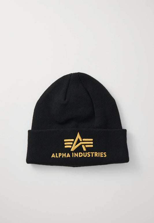 GORRO CON LOGO BORDADO - NEGRO/DORADO - ALPHA INDUSTRIES | 168910