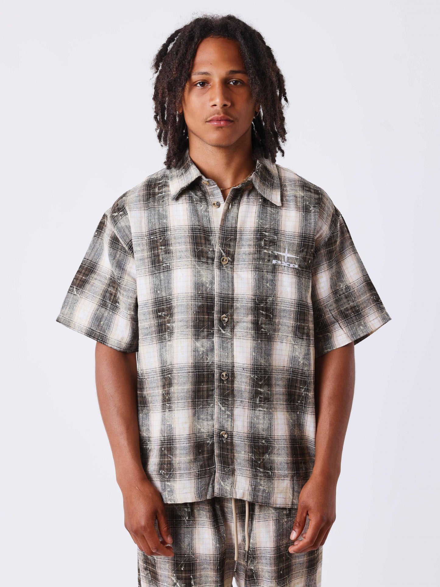 CAMISA MANGA CORTA CUADROS - MARRÓN - PROJECT X PARIS | PXP 2614000-BK