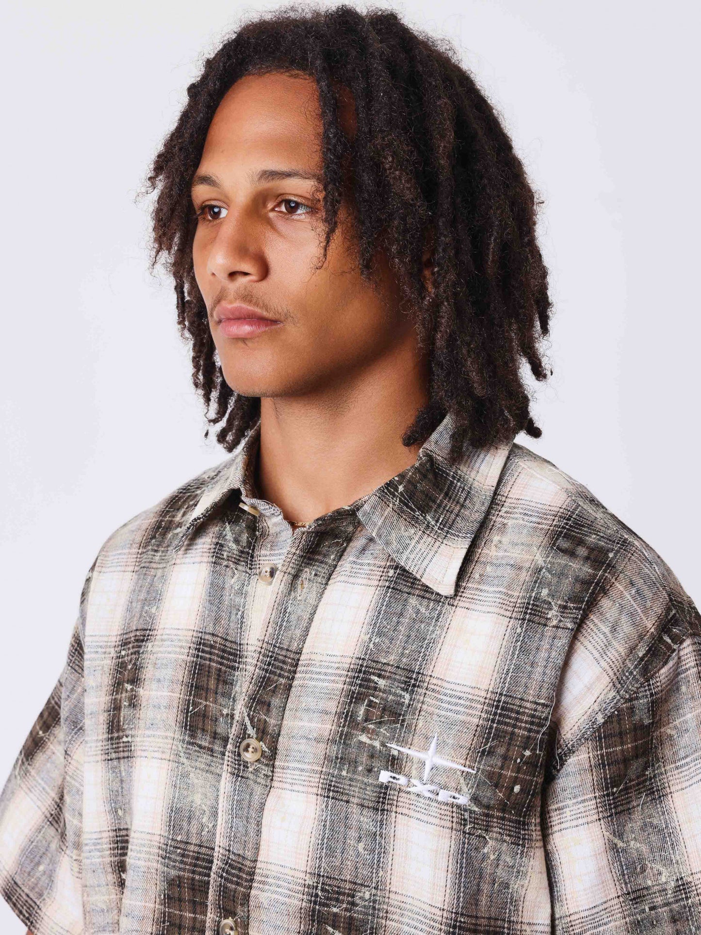CAMISA MANGA CORTA CUADROS - MARRÓN - PROJECT X PARIS | PXP 2614000-BK