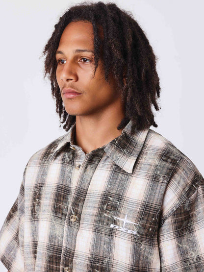CAMISA MANGA CORTA CUADROS - MARRÓN - PROJECT X PARIS | PXP 2614000-BK