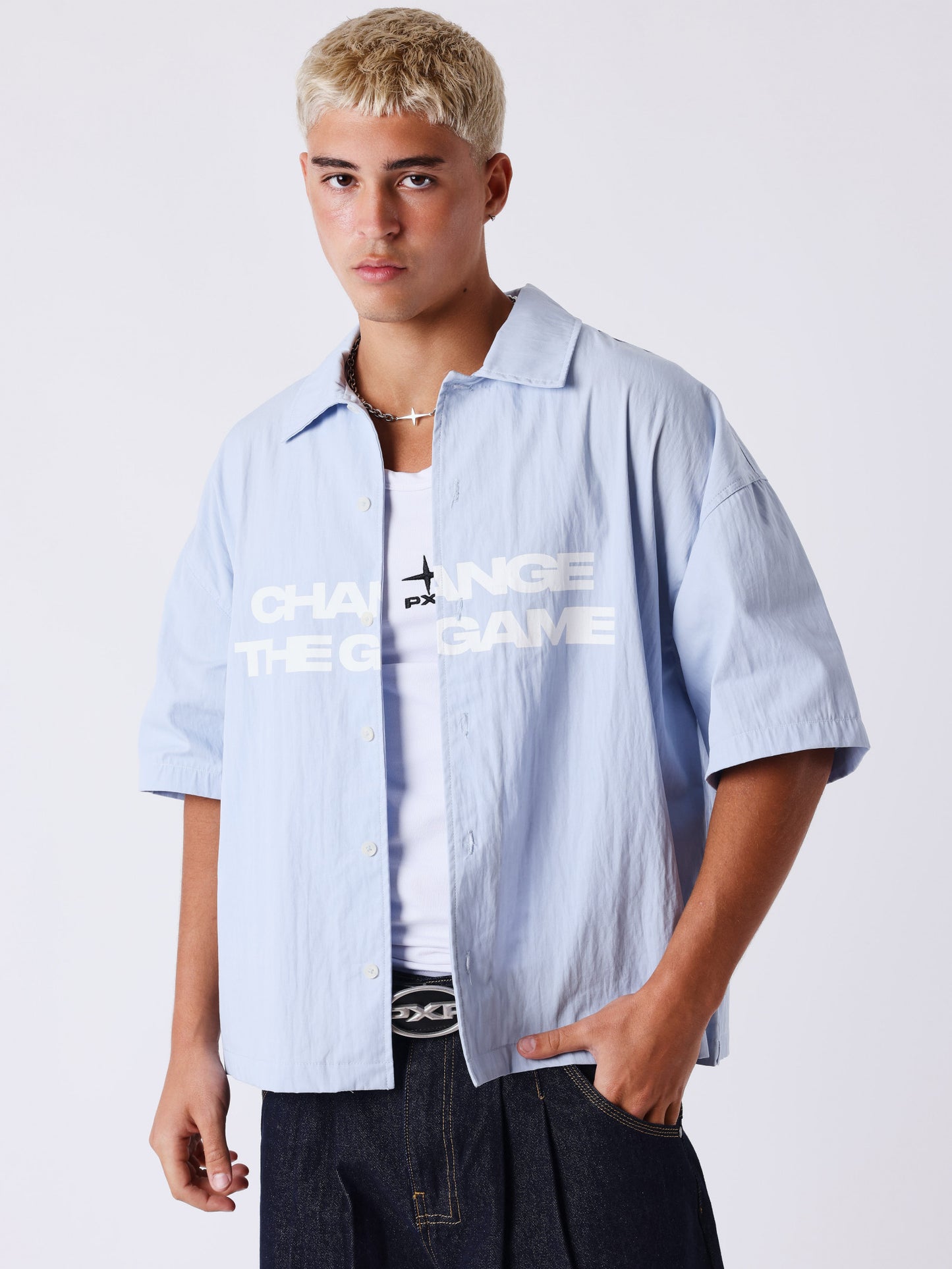 CAMISA MANGA CORTA CLASSY - AZUL CLARO - PROJECT X PARIS | PXP 2693526