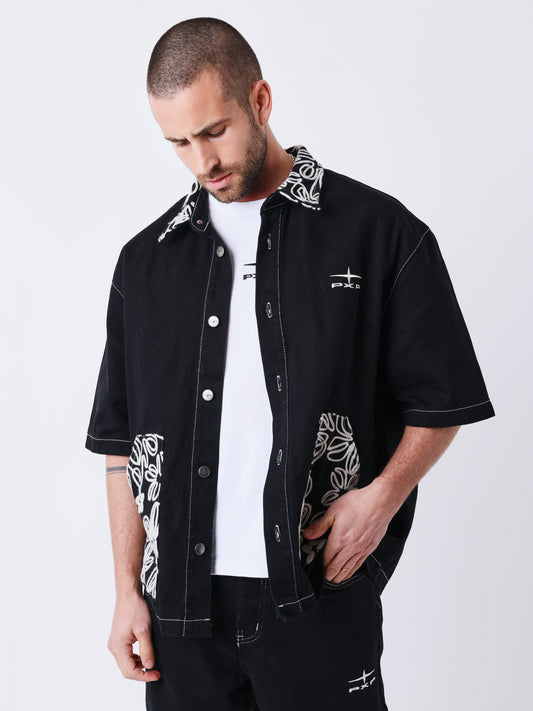 CAMISA DE MANGA CORTA BANDANA - NEGRO - PROJECT X PARIS | PXP U2693105-BK