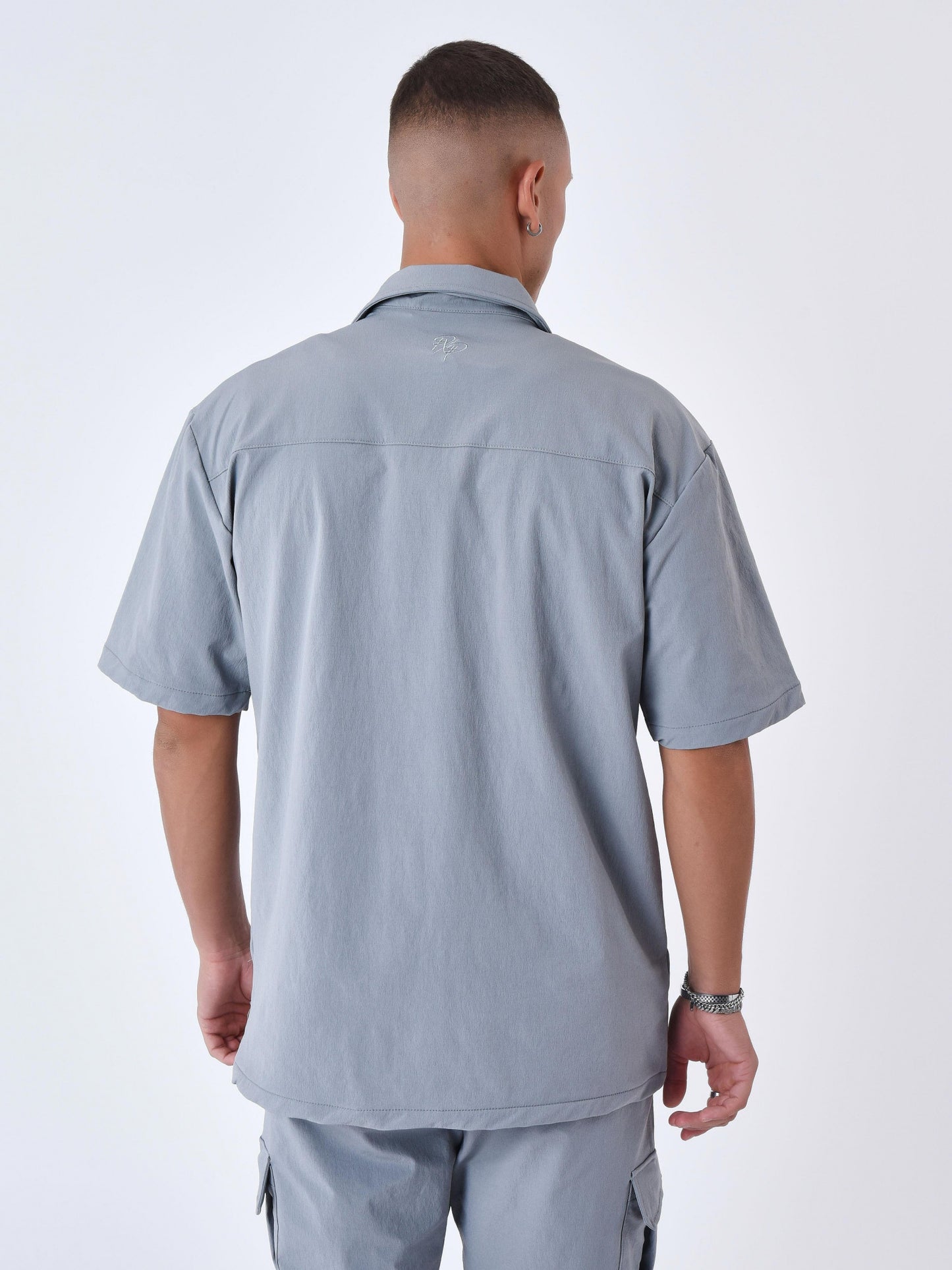 CAMISA DE MANGA CORTA CON TEXTURA ESTILO CARGO  - GRIS CLARO - PROJECT X PARIS | 2310034_GY2