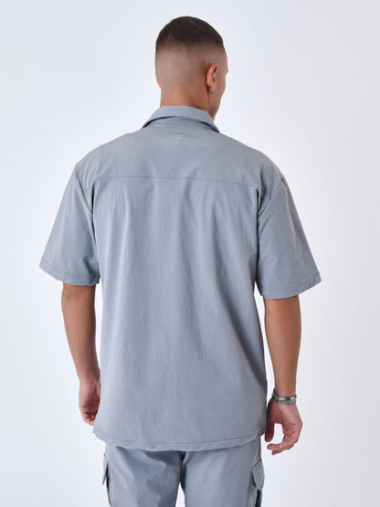 CAMISA DE MANGA CORTA CON TEXTURA ESTILO CARGO  - GRIS CLARO - PROJECT X PARIS | 2310034_GY2