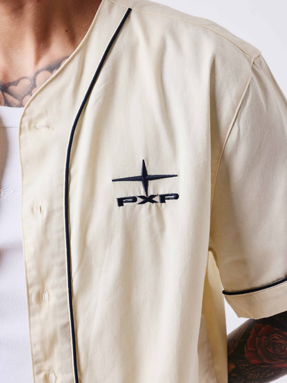 CAMISA ESTILO BÉISBOL LOGO ESPALDA - BEIGE - PROJECT X PARIS | PXP 2613019_CC
