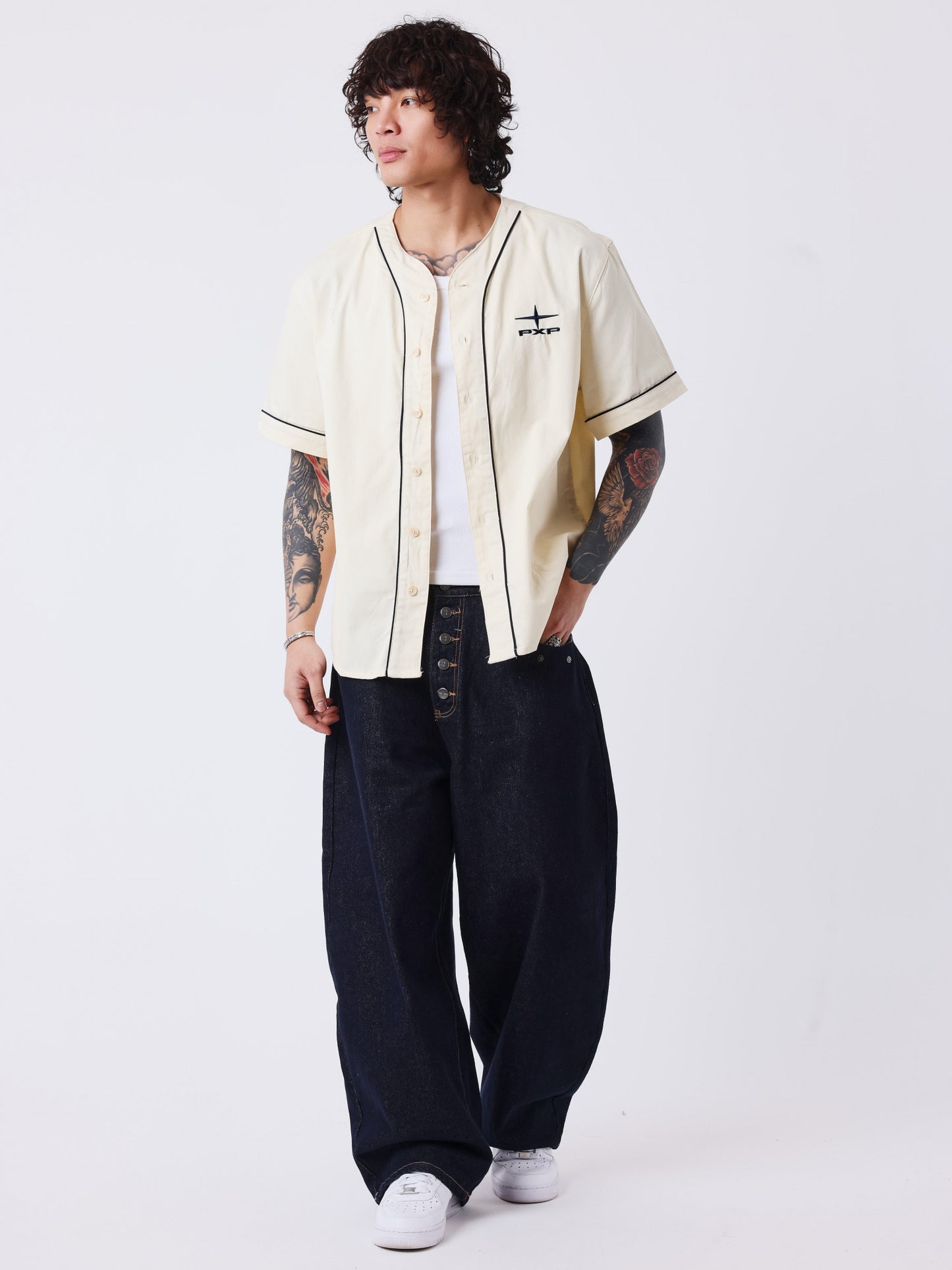CAMISA ESTILO BÉISBOL LOGO ESPALDA - BEIGE - PROJECT X PARIS | PXP 2613019_CC