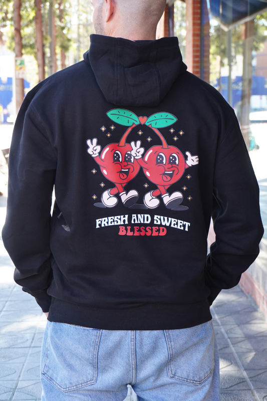 SUDADERA CON CAPUCHA "CHERRY" - NEGRO - BLESSED BRAND