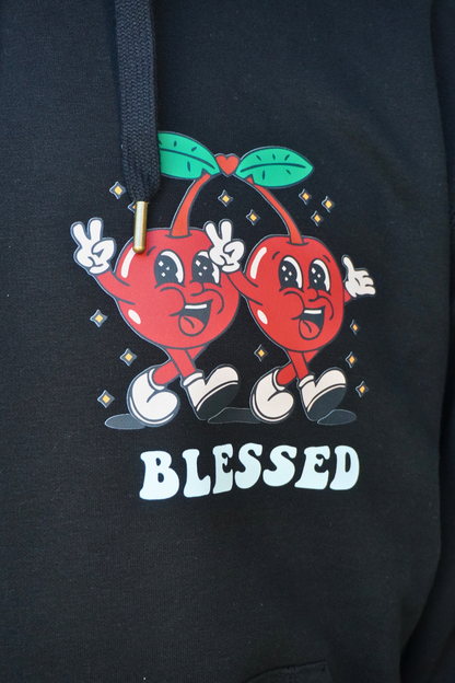 SUDADERA CON CAPUCHA "CHERRY" - NEGRO - BLESSED BRAND