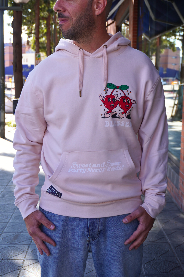 SUDADERA CON CAPUCHA "CHERRY" - ROSA PASTEL - BLESSED BRAND