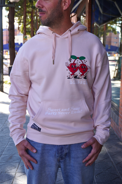 SUDADERA CON CAPUCHA "CHERRY" - ROSA PASTEL - BLESSED BRAND