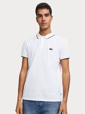 POLO CON CUELLO A CONTRASTE - BLANCO - SCOTCH & SODA | 155453