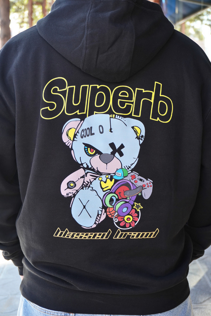 SUDADERA CON CAPUCHA "COOL BEAR" - NEGRO - BLESSED BRAND