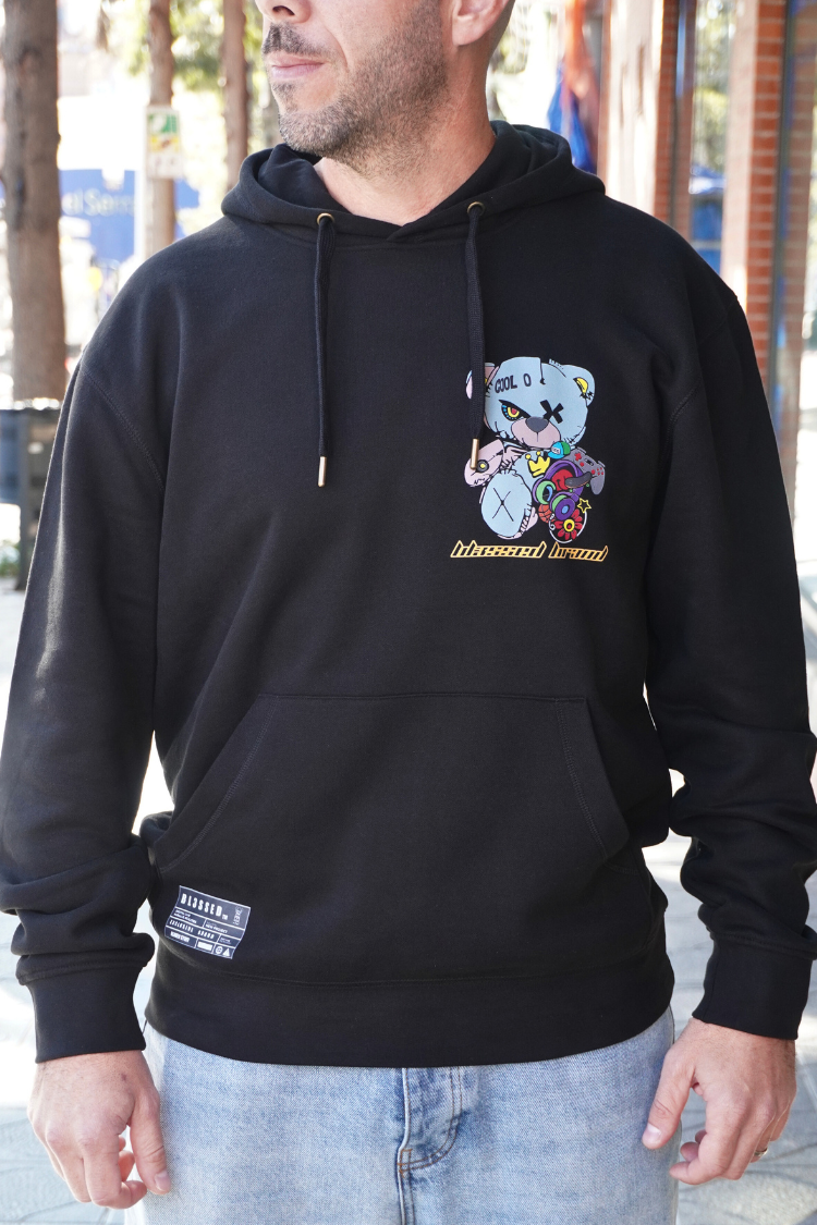 SUDADERA CON CAPUCHA "COOL BEAR" - NEGRO - BLESSED BRAND